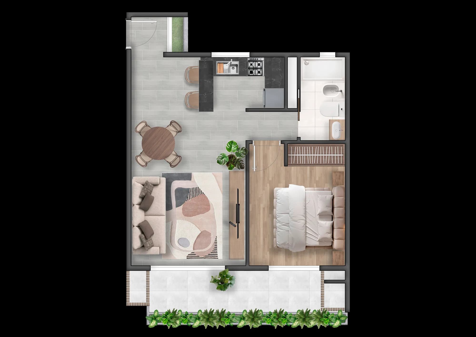 Planta · 2 ambientes — Pueyrredón