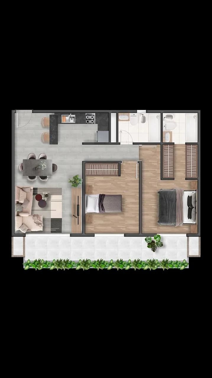 Planta · 3 ambientes — Pueyrredón